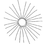 Kuvassa piirroskuva aurinkosymbolista.